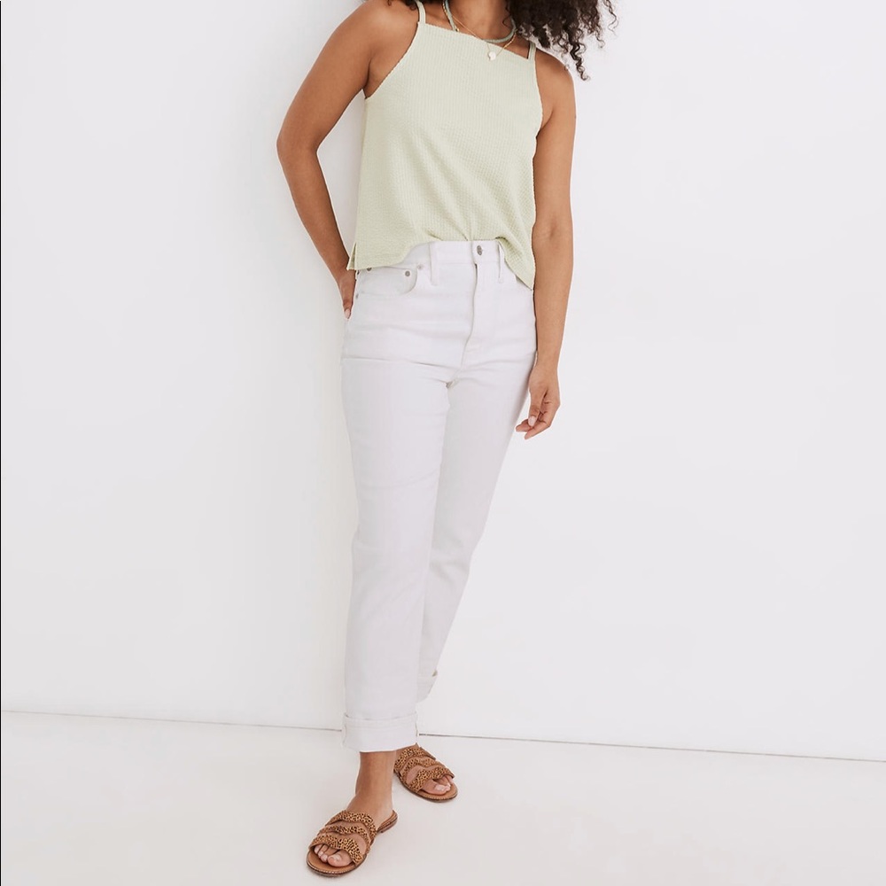 Madewell High-Rise Slim Boyjean in Tile White